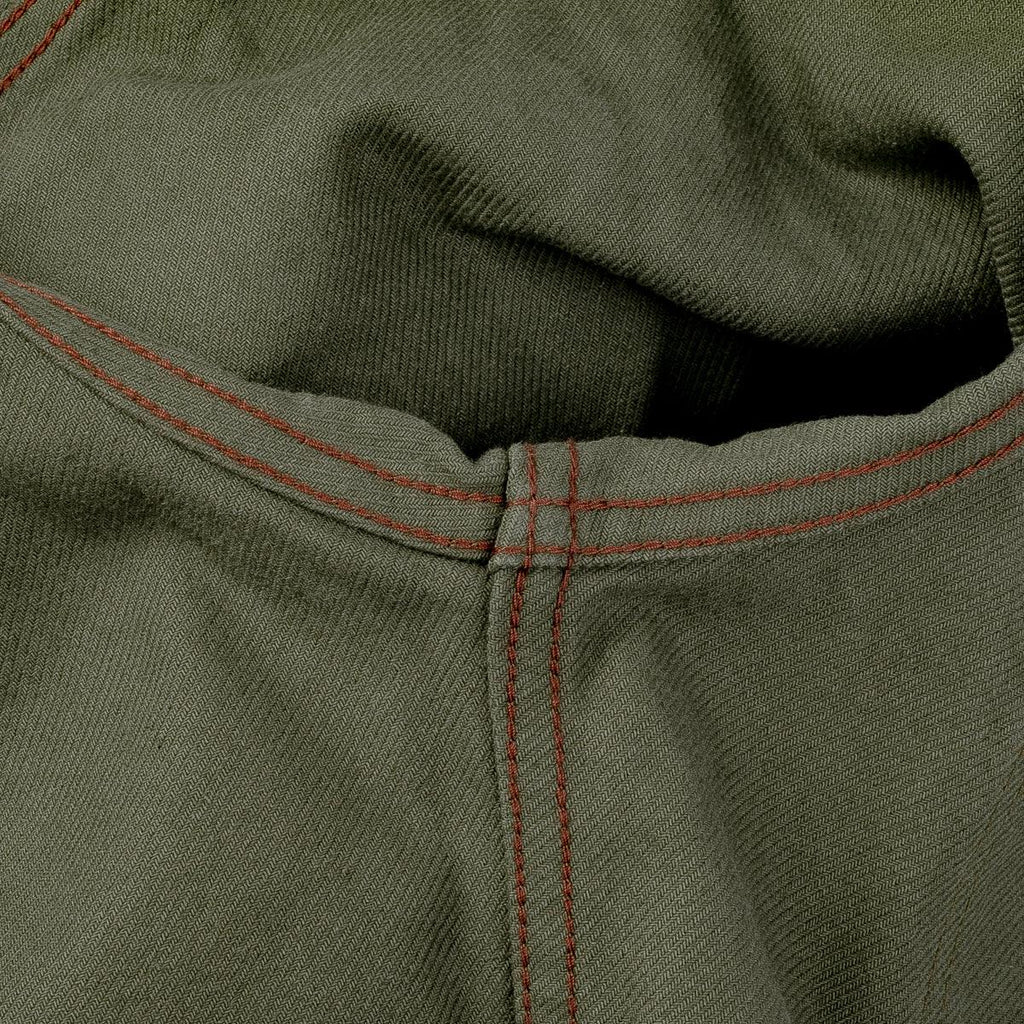 Image showing the IHSH-307-OLV - 13oz Military Serge Work Shirt Olive which is a Shirts described by the following info IHSALE_M23, Iron Heart, Released, Shirts, Tops and sold on the IRON HEART GERMANY online store