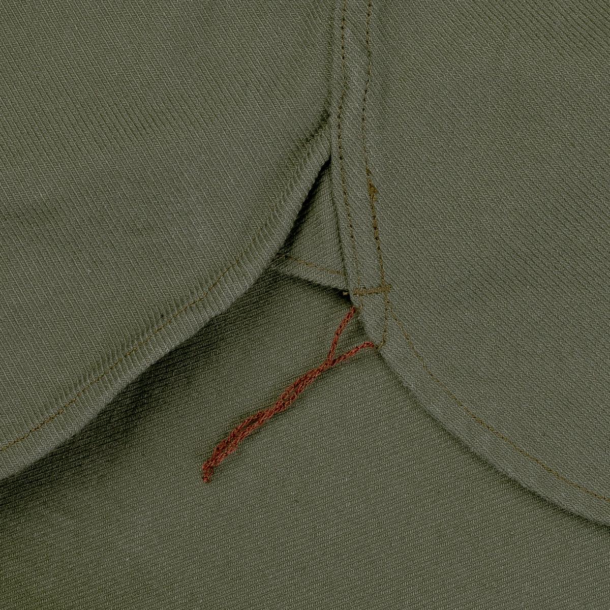 Image showing the IHSH-307-OLV - 13oz Military Serge Work Shirt Olive which is a Shirts described by the following info IHSALE_M23, Iron Heart, Released, Shirts, Tops and sold on the IRON HEART GERMANY online store