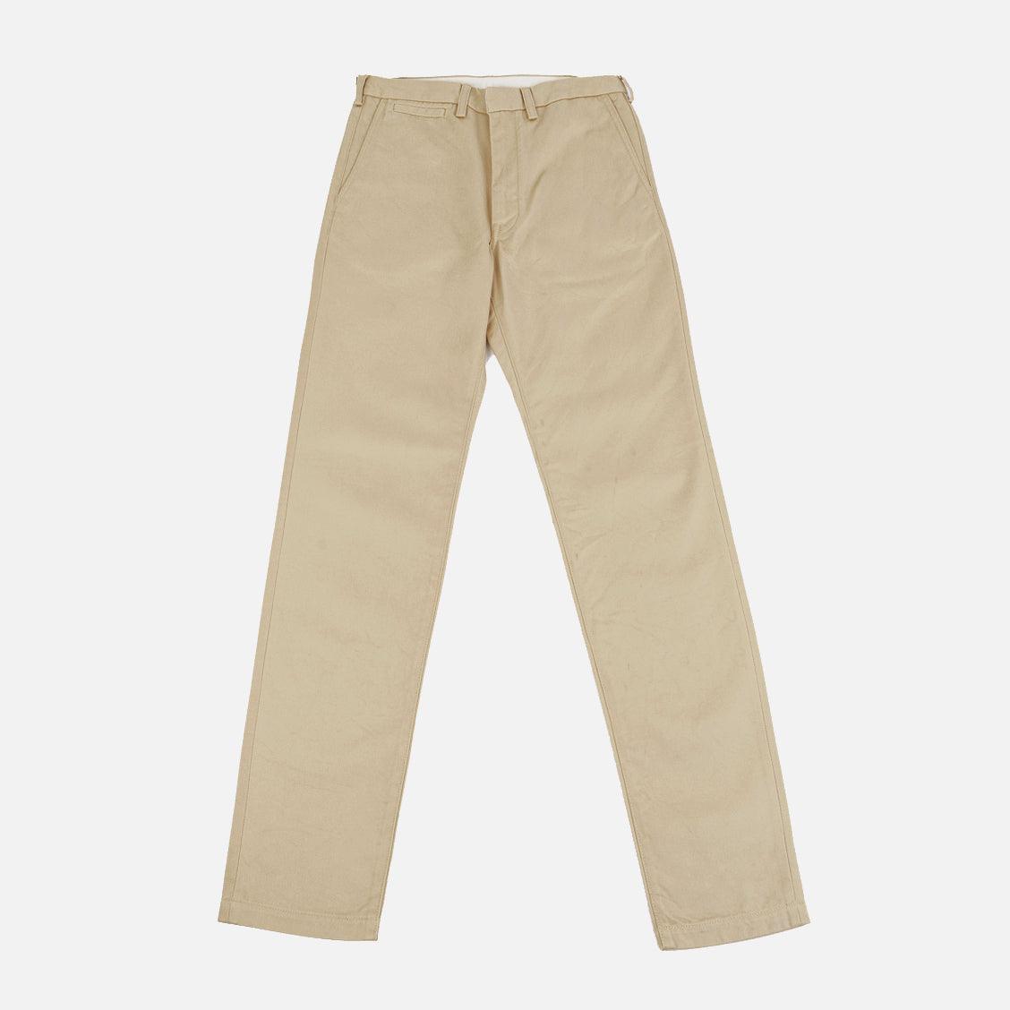 Image showing the IH-731-KHA - 12oz Heavy Cotton Relaxed Fit Chinos - Khaki which is a Trousers described by the following info Bottoms, Iron Heart, Released, Trousers and sold on the IRON HEART GERMANY online store