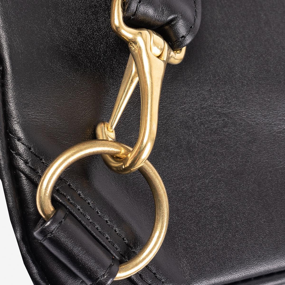 IHE-40-BLK - Rectangular Leather Diamond Stitched Shoulder Bag Black