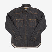 Image showing the IHSH-33-BLK - 12oz Selvedge Denim Western Shirt - Black which is a Shirts described by the following info IHSALE_M23, Iron Heart, Released, Shirts, Tops and sold on the IRON HEART GERMANY online store