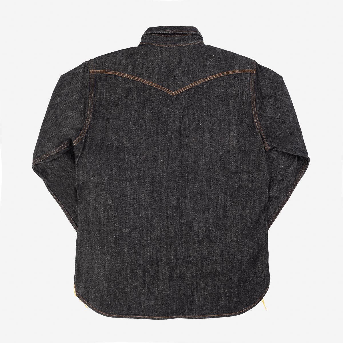 Image showing the IHSH-33-BLK - 12oz Selvedge Denim Western Shirt - Black which is a Shirts described by the following info IHSALE_M23, Iron Heart, Released, Shirts, Tops and sold on the IRON HEART GERMANY online store