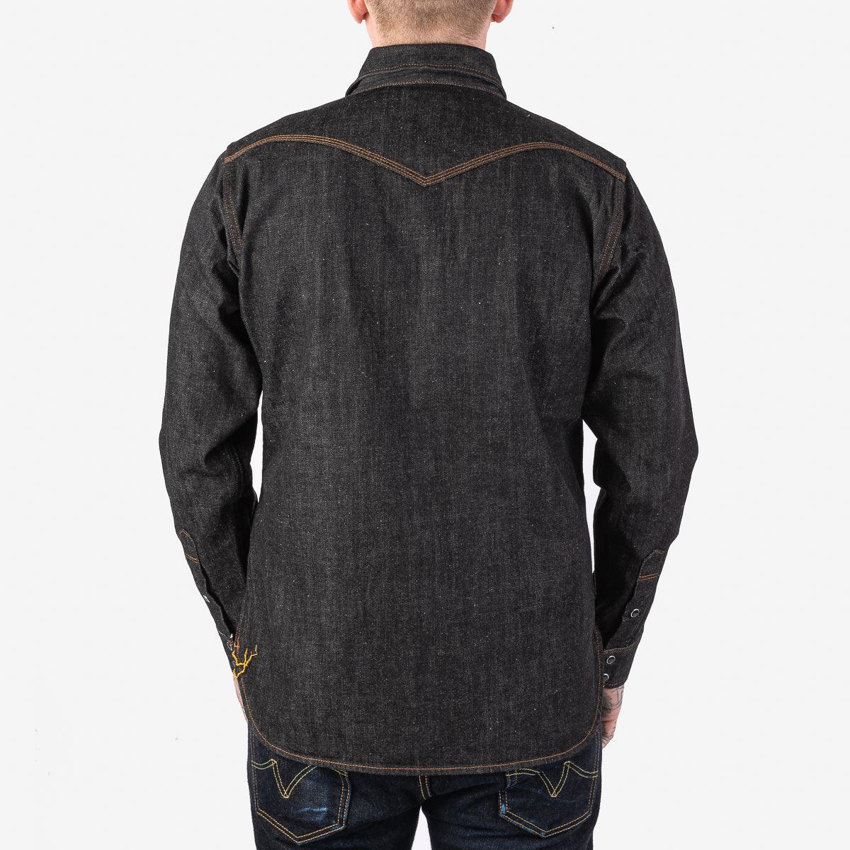 Image showing the IHSH-33-BLK - 12oz Selvedge Denim Western Shirt - Black which is a Shirts described by the following info IHSALE_M23, Iron Heart, Released, Shirts, Tops and sold on the IRON HEART GERMANY online store