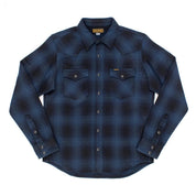 Image showing the IHSH-264 - Flannel Ombré Check Western Shirt Navy/Black which is a Shirts described by the following info IHSALE, Iron Heart, Released, Shirts, Tops and sold on the IRON HEART GERMANY online store