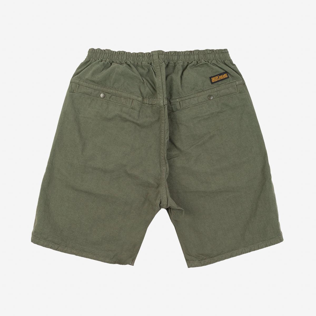 Image showing the IH-729-OLV - Cotton Easy Shorts - Olive which is a Trousers described by the following info Bottoms, Iron Heart, Released, Trousers and sold on the IRON HEART GERMANY online store