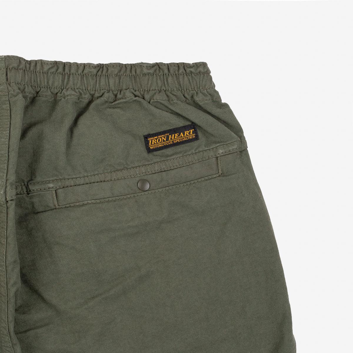 Image showing the IH-729-OLV - Cotton Easy Shorts - Olive which is a Trousers described by the following info Bottoms, Iron Heart, Released, Trousers and sold on the IRON HEART GERMANY online store