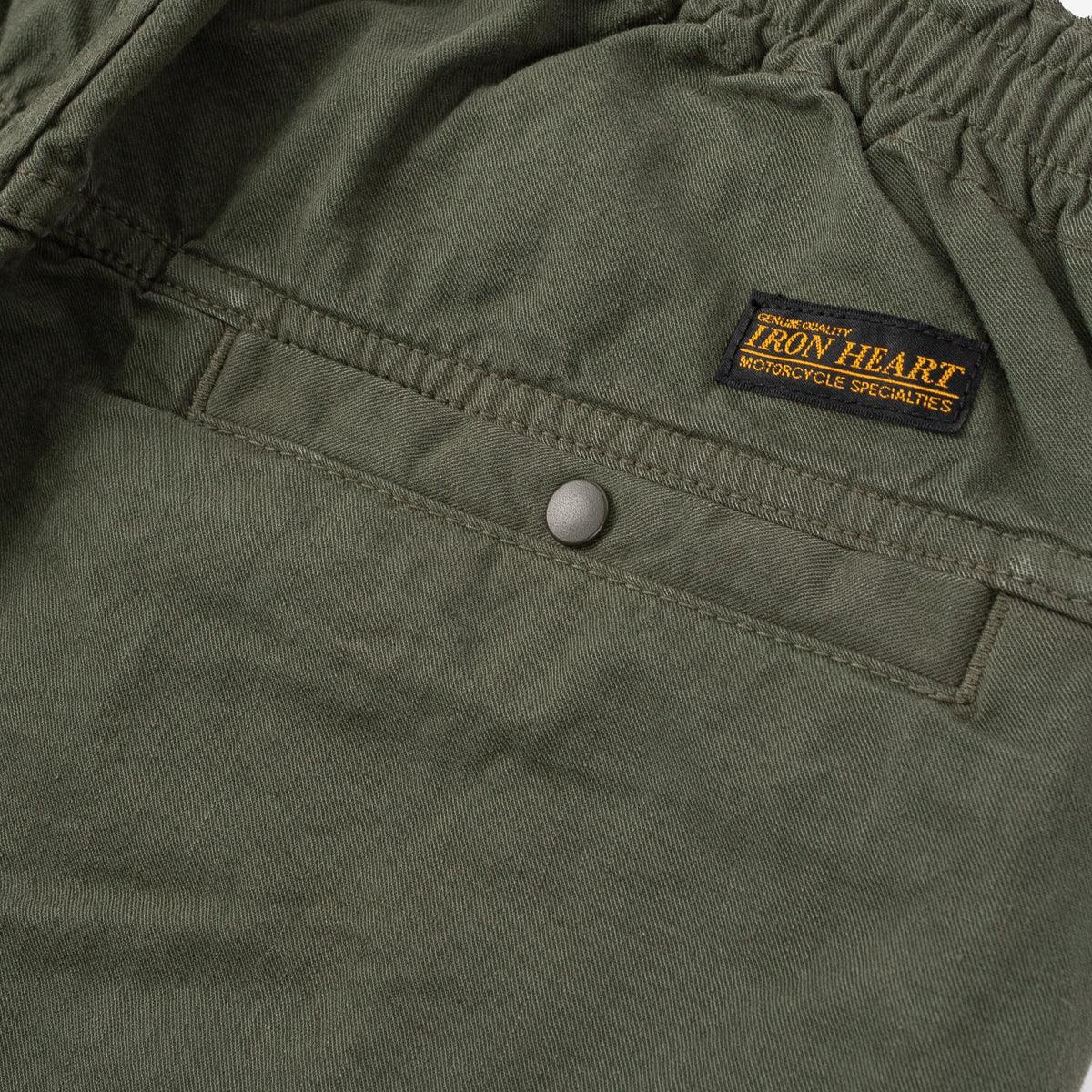 Image showing the IH-729-OLV - Cotton Easy Shorts - Olive which is a Trousers described by the following info Bottoms, Iron Heart, Released, Trousers and sold on the IRON HEART GERMANY online store