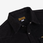 Image showing the IHSH-295-BB - 14oz Selvedge Denim Western Shirt Black/Black which is a Shirts described by the following info Back In, Iron Heart, Released, Shirts, Tops and sold on the IRON HEART GERMANY online store