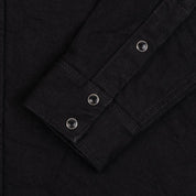 Image showing the IHSH-295-BB - 14oz Selvedge Denim Western Shirt Black/Black which is a Shirts described by the following info Back In, Iron Heart, Released, Shirts, Tops and sold on the IRON HEART GERMANY online store