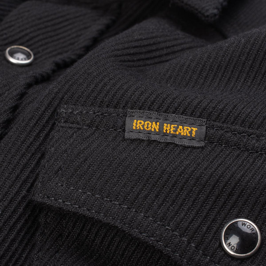Image showing the IHSH-234 - Heavy Kersey Western Shirt Black which is a Shirts described by the following info IHSALE, Iron Heart, Released, Shirts, Tops and sold on the IRON HEART GERMANY online store