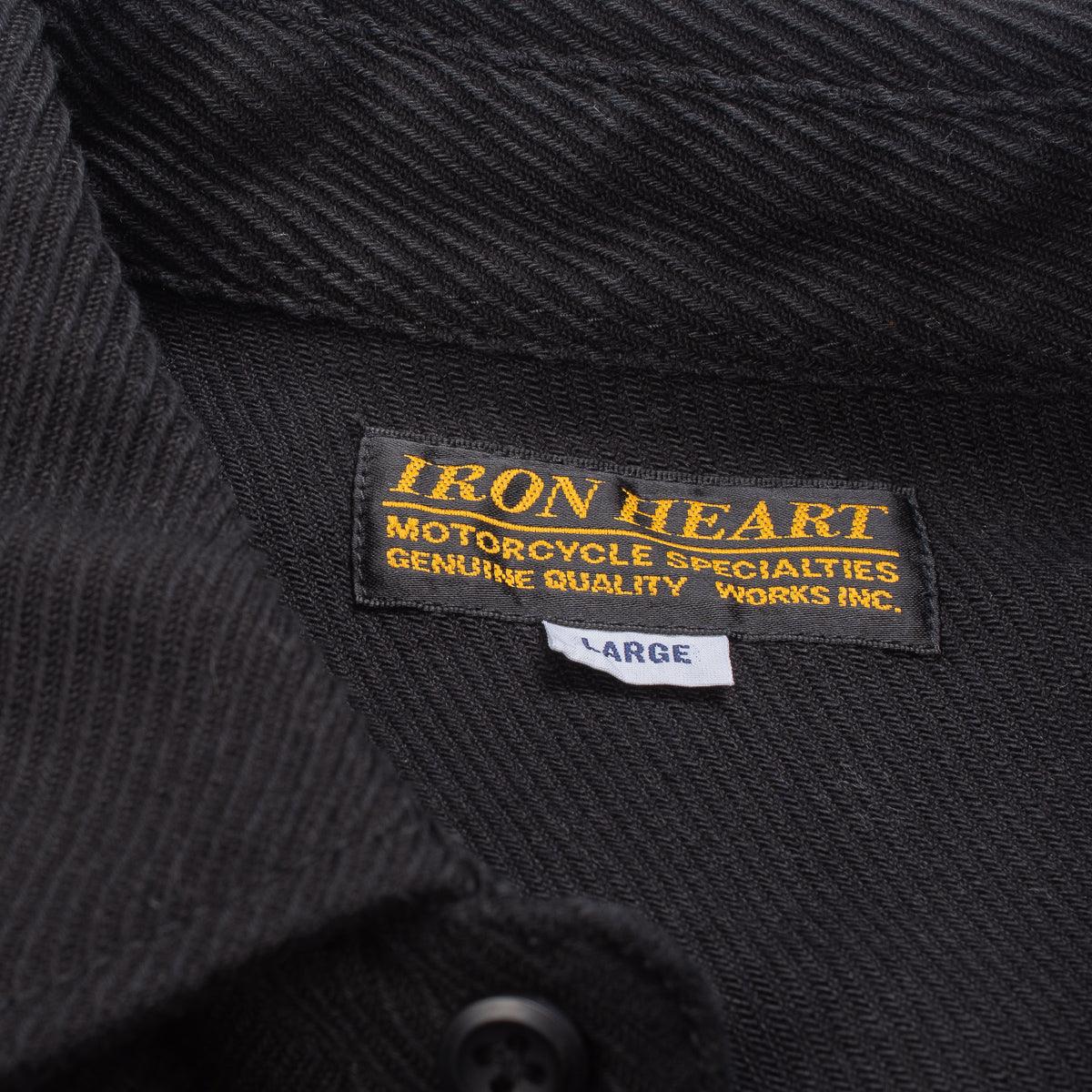 Image showing the IHSH-234 - Heavy Kersey Western Shirt Black which is a Shirts described by the following info IHSALE, Iron Heart, Released, Shirts, Tops and sold on the IRON HEART GERMANY online store