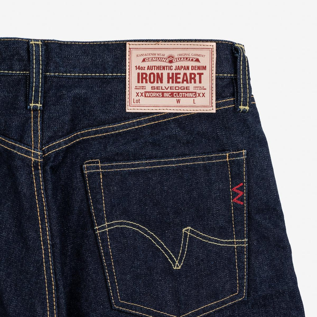 Image showing the IH-634SBR-14 - 14oz Broken Twill Selvedge Denim Straigh Cut Jeans - Indigo which is a Jeans described by the following info 634, Bottoms, Iron Heart, Jeans, Released, Straight and sold on the IRON HEART GERMANY online store