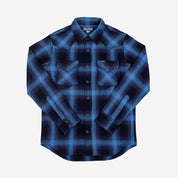Image showing the IHSH-348-IND - 9oz Selvedge Ombré Check Western Shirt - Indigo which is a Shirts described by the following info Iron Heart, Released, Shirts, Tops and sold on the IRON HEART GERMANY online store
