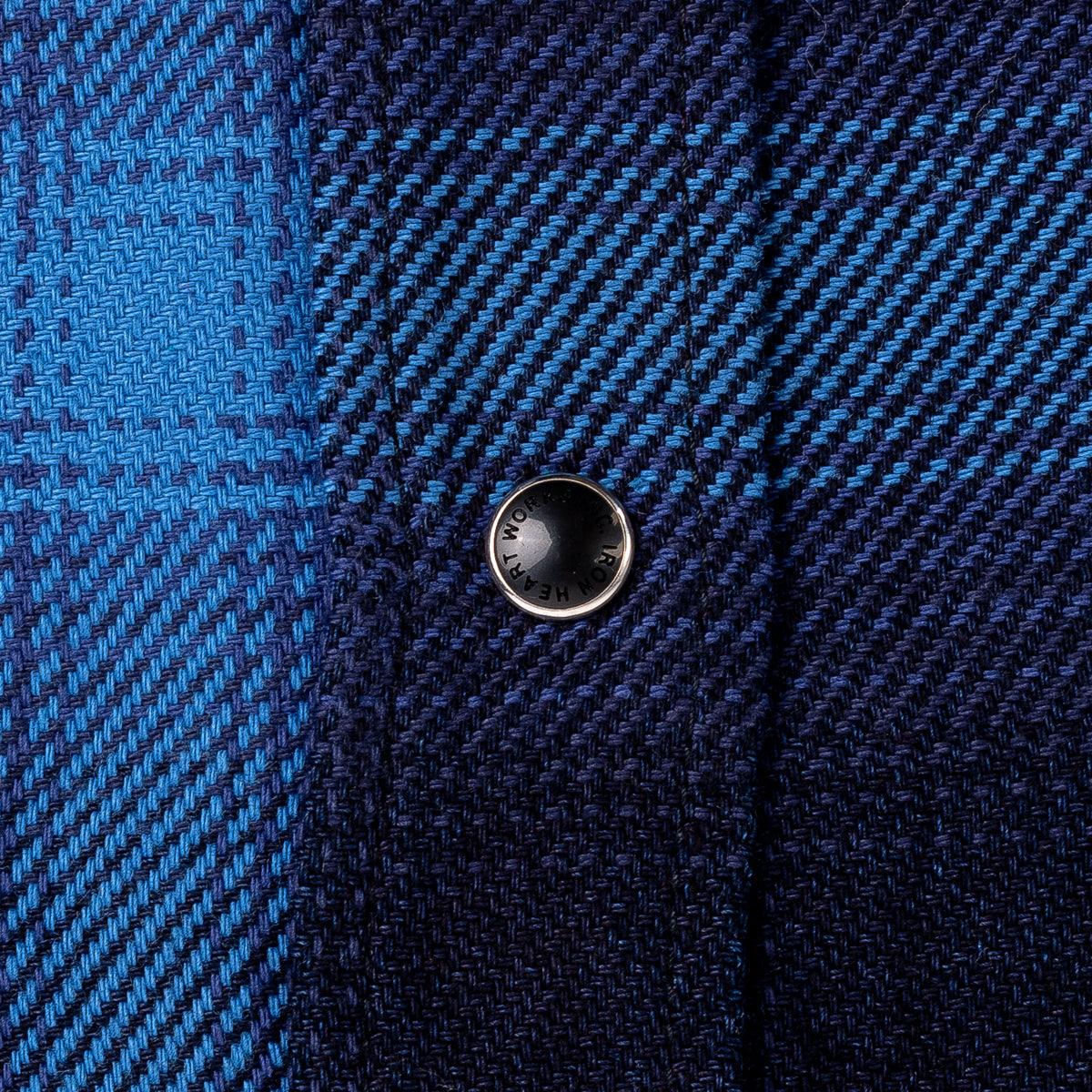 Image showing the IHSH-348-IND - 9oz Selvedge Ombré Check Western Shirt - Indigo which is a Shirts described by the following info Iron Heart, Released, Shirts, Tops and sold on the IRON HEART GERMANY online store