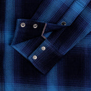 Image showing the IHSH-348-IND - 9oz Selvedge Ombré Check Western Shirt - Indigo which is a Shirts described by the following info Iron Heart, Released, Shirts, Tops and sold on the IRON HEART GERMANY online store