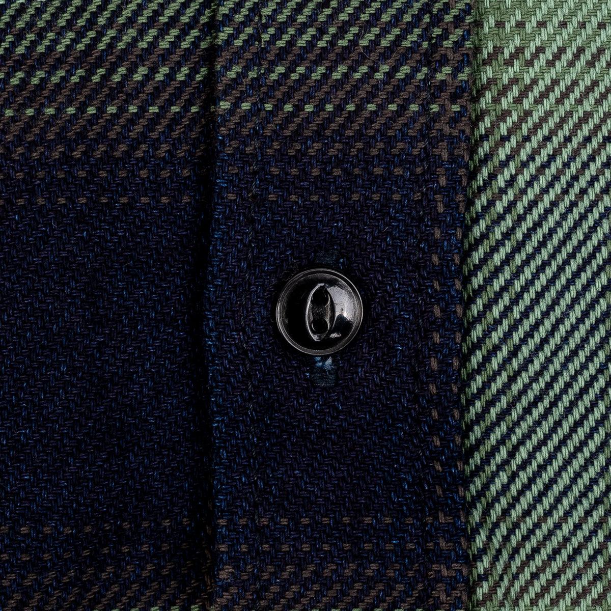 IHSH-349-GRN - 9oz Selvedge Ombré Check Work Shirt - Green