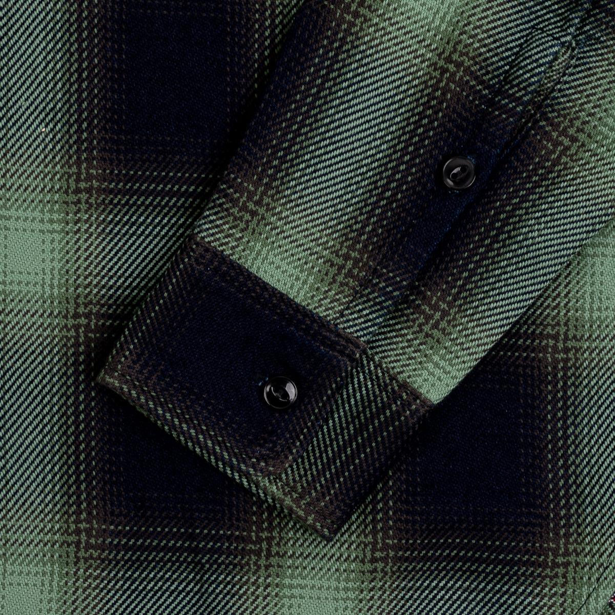 IHSH-349-GRN - 9oz Selvedge Ombré Check Work Shirt - Green