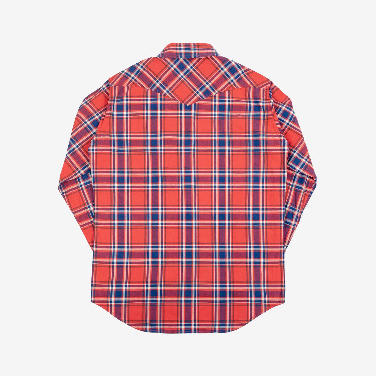 IHSH-355-RED - 5oz Selvedge Madras Check Western Shirt - Red