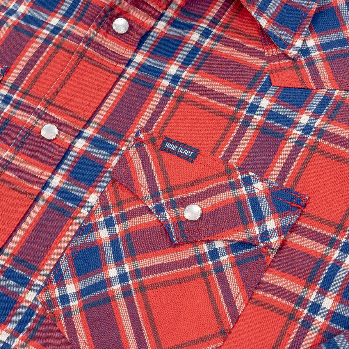 IHSH-355-RED - 5oz Selvedge Madras Check Western Shirt - Red