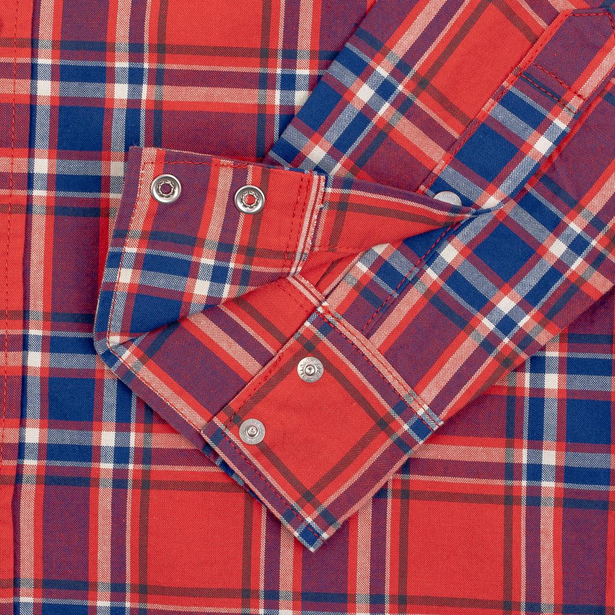 IHSH-355-RED - 5oz Selvedge Madras Check Western Shirt - Red
