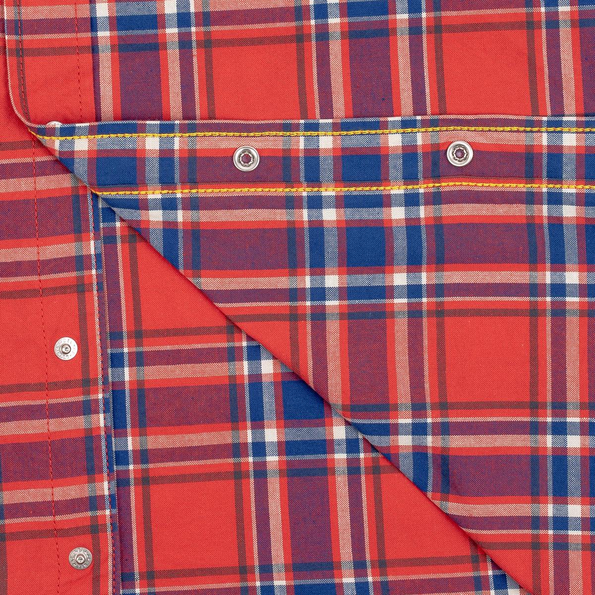 IHSH-355-RED - 5oz Selvedge Madras Check Western Shirt - Red