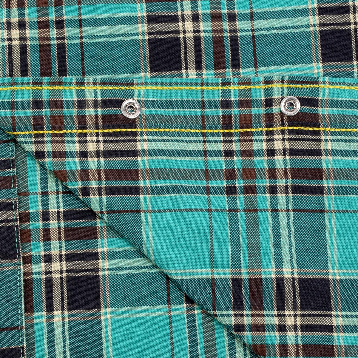 Image showing the IHSH-355-GRN - 5oz Selvedge Madras Check Western Shirt - Green which is a Shirts described by the following info Bargain, Released and sold on the IRON HEART GERMANY online store
