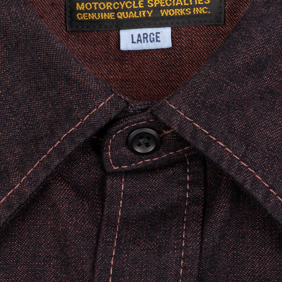 IHSH-352-RED - 10oz Selvedge Denim Western Shirt - Indigo Overdyed Red