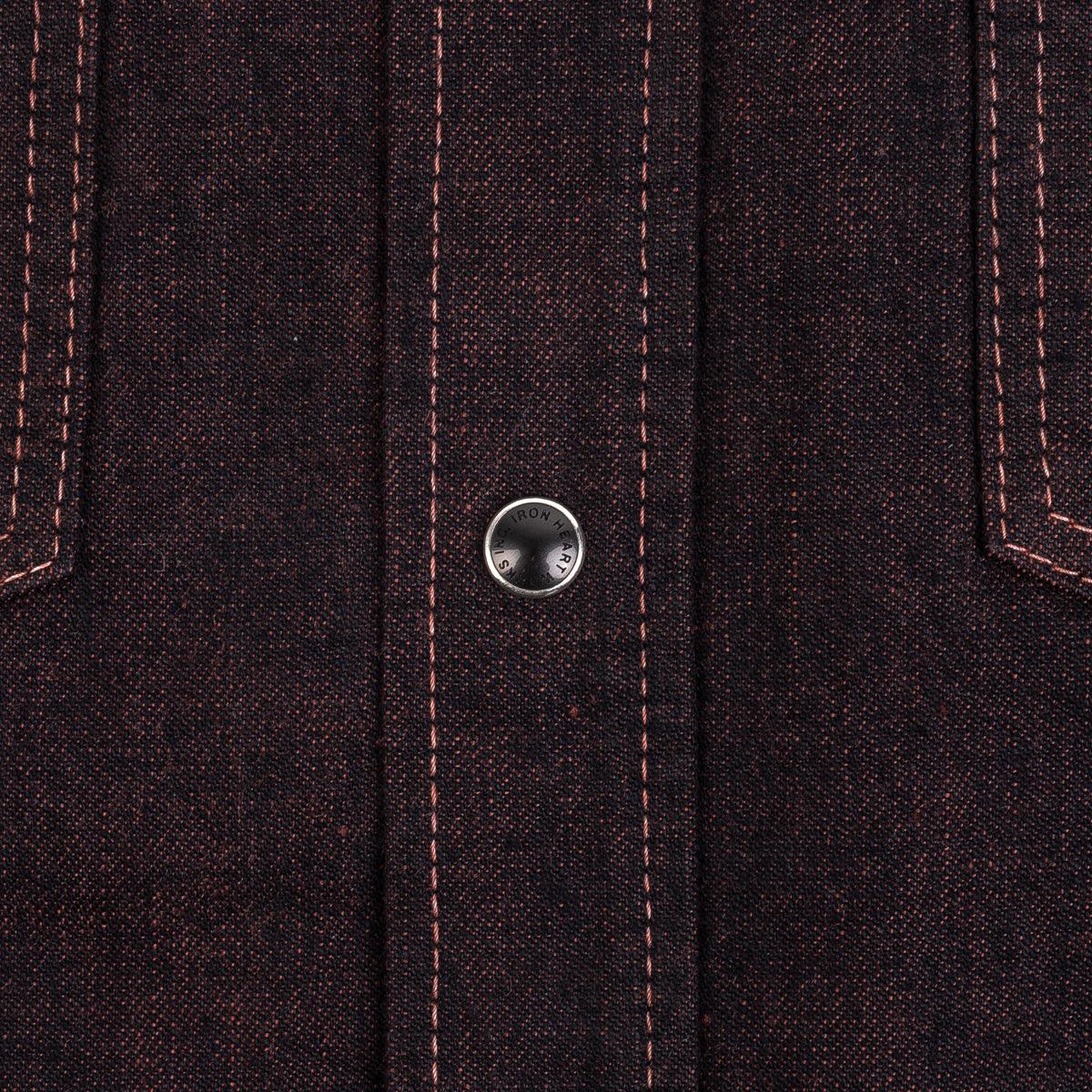 IHSH-352-RED - 10oz Selvedge Denim Western Shirt - Indigo Overdyed Red