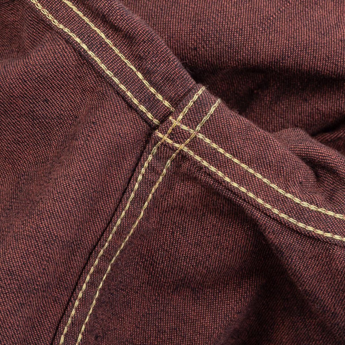 IHSH-352-RED - 10oz Selvedge Denim Western Shirt - Indigo Overdyed Red