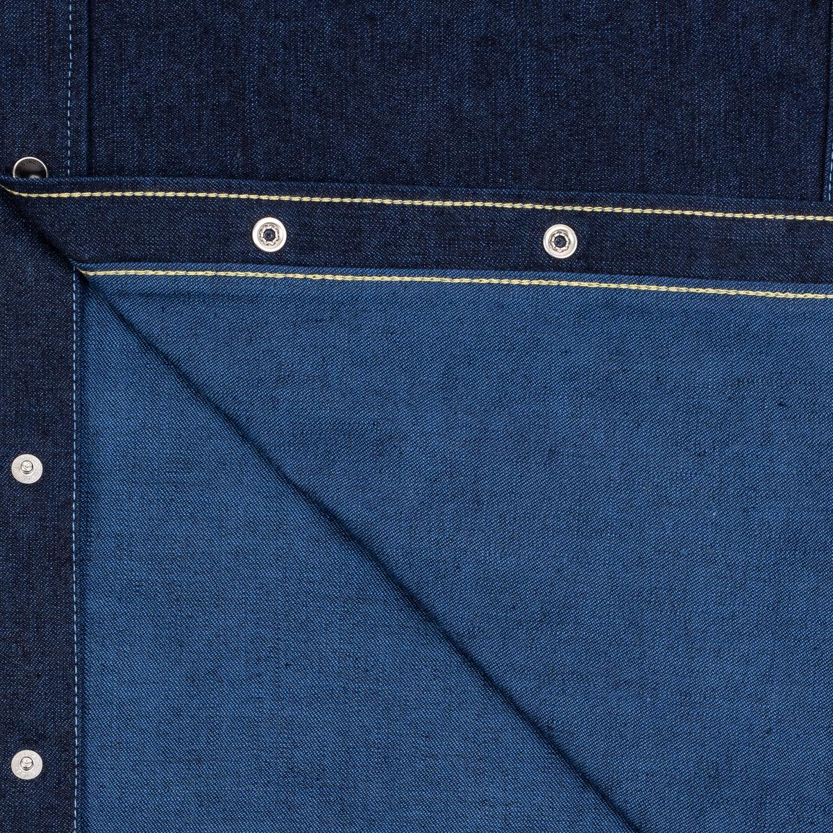 Image showing the IHSH-352-BLU - 10oz Selvedge Denim Western Shirt - Indigo Overdyed Blue which is a Shirts described by the following info Iron Heart, Released, Shirts, Tops and sold on the IRON HEART GERMANY online store
