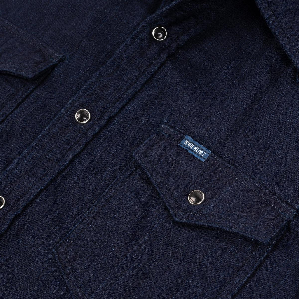 Image showing the IHSH-347-IND - 10oz Double Cloth Denim CPO Shirt - Indigo which is a Shirts described by the following info Iron Heart, Released, Shirts, Tops and sold on the IRON HEART GERMANY online store