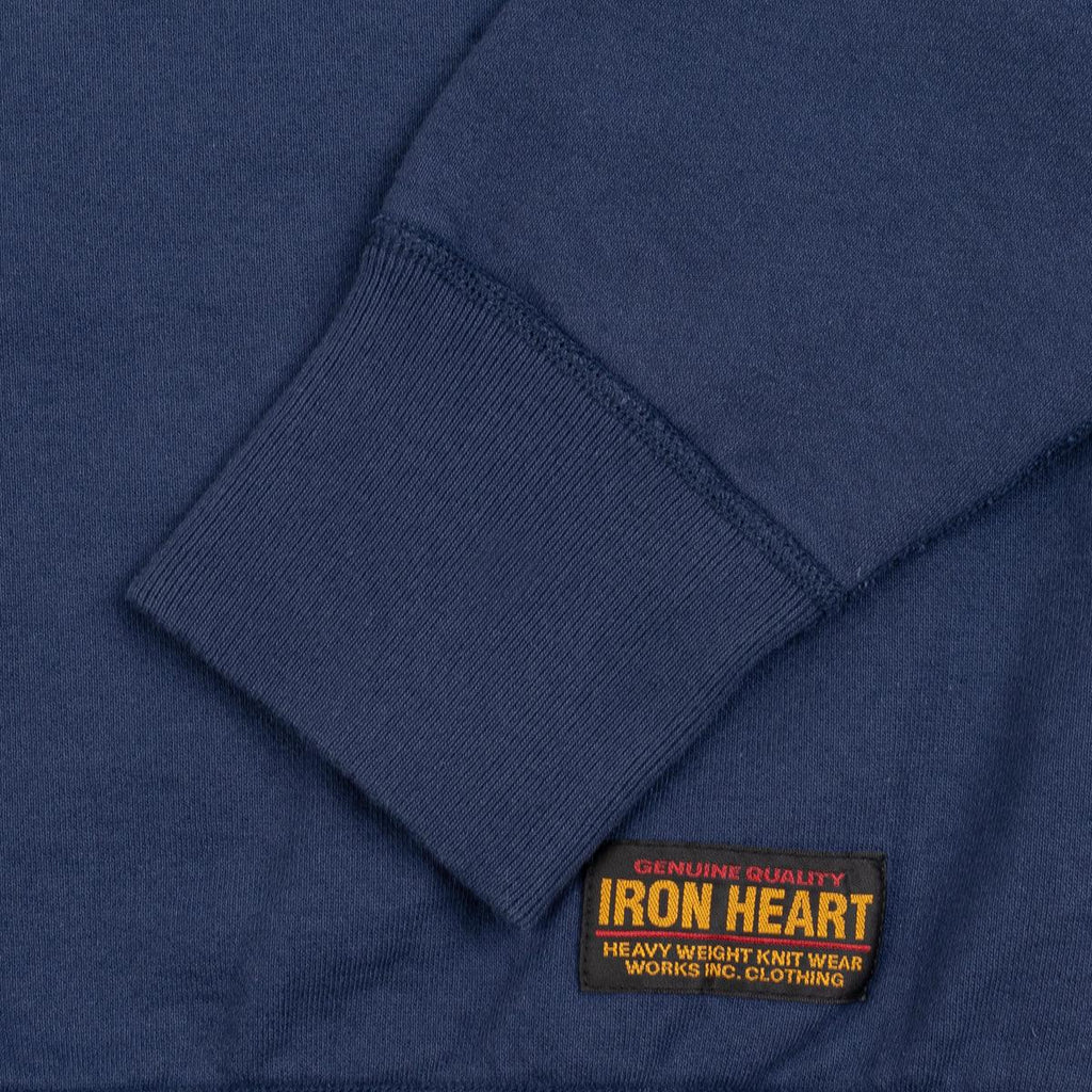 Image showing the IHSW-68-NAV - Printed 14oz Ultra Heavyweight Loopwheel Crew Neck Sweat - Navy which is a Sweatshirts described by the following info Bargain, Released and sold on the IRON HEART GERMANY online store