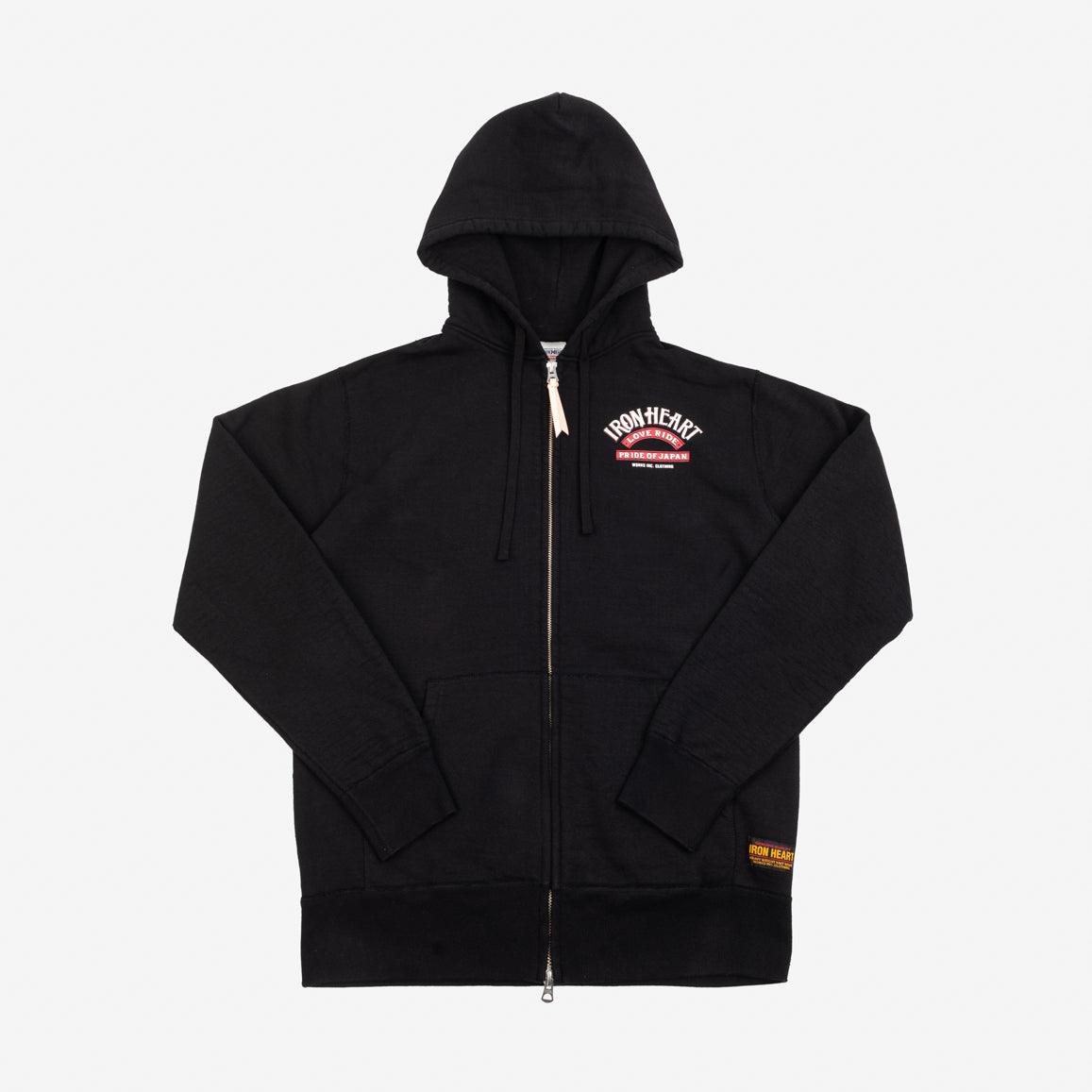 IHSW-66-BLK - 14oz Ultra Heavyweight Loopwheel Cotton Zippered Hoodie - Black