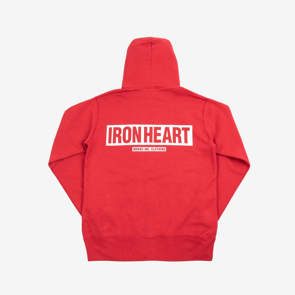 Image showing the IHSW-65-RED - 14oz Ultra Heavyweight Loopwheel Cotton Zippered Hoodie - Red which is a Sweatshirts described by the following info Iron Heart, Released, Sweatshirts, Tops and sold on the IRON HEART GERMANY online store