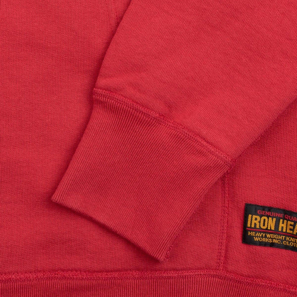 Image showing the IHSW-65-RED - 14oz Ultra Heavyweight Loopwheel Cotton Zippered Hoodie - Red which is a Sweatshirts described by the following info Iron Heart, Released, Sweatshirts, Tops and sold on the IRON HEART GERMANY online store