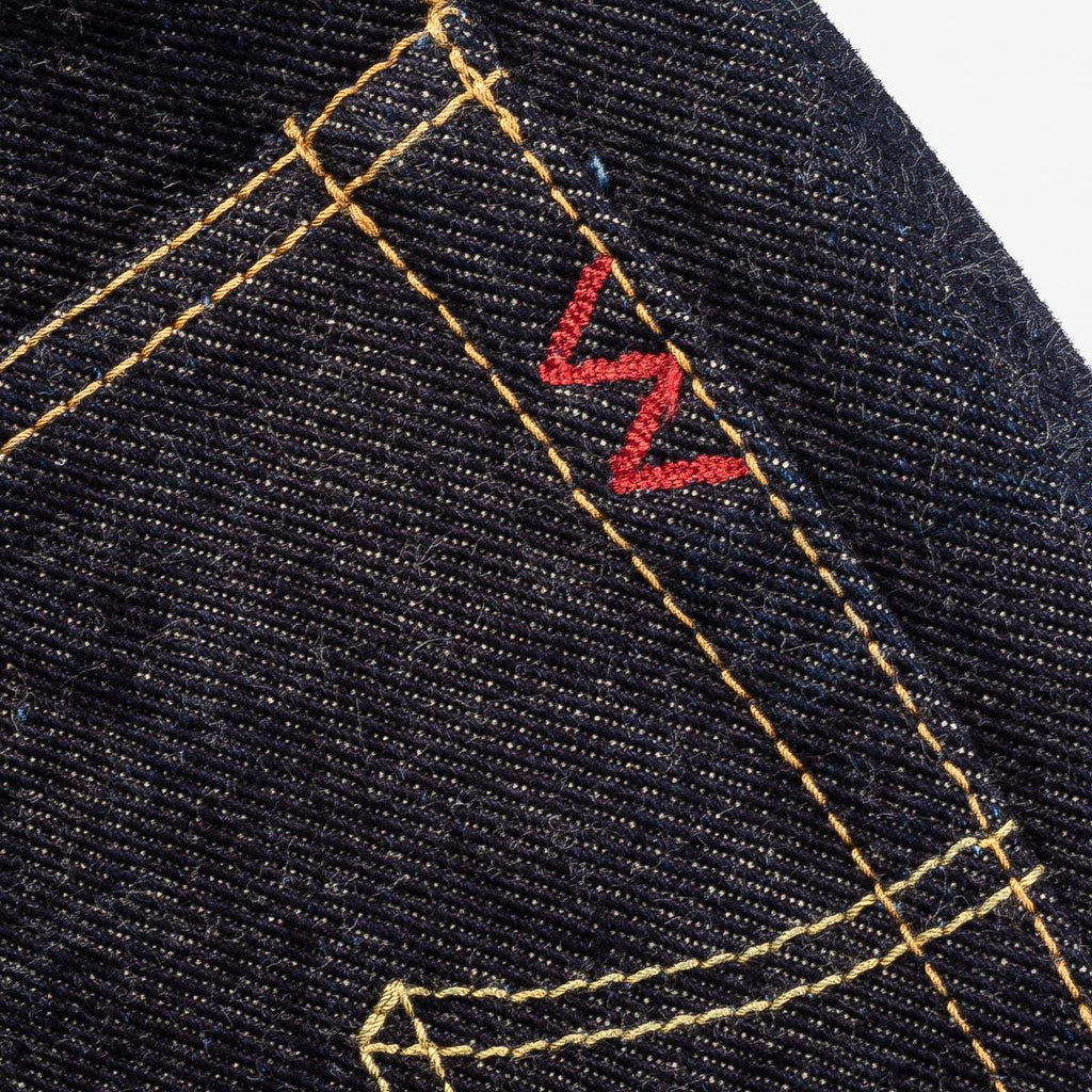 Image showing the IH-666S-19L - 19oz Left Hand Twill Selvedge Denim Slim Straight Cut Jeans Indigo which is a Jeans described by the following info 666, Bottoms, IHSALE_M23, Iron Heart, Jeans, Released, Straight and sold on the IRON HEART GERMANY online store