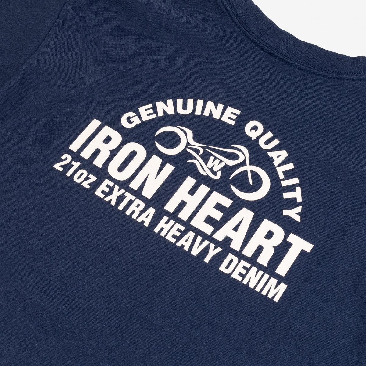 Image showing the IHTL-2302-NAV - 7.5oz Printed Loopwheel Crew Neck Long Sleeved T-Shirt - Navy which is a T-Shirts described by the following info Bargain, Released and sold on the IRON HEART GERMANY online store