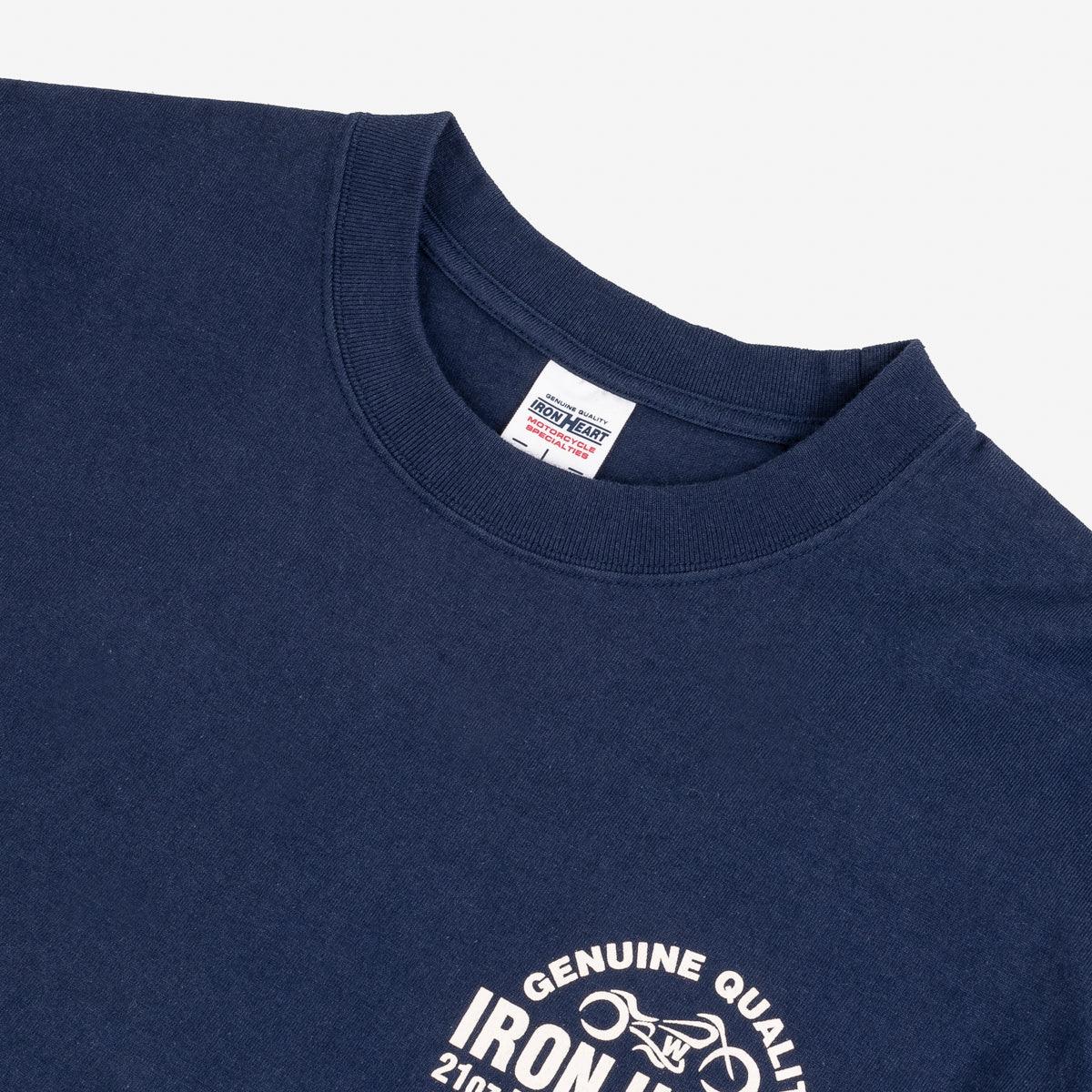 Image showing the IHTL-2302-NAV - 7.5oz Printed Loopwheel Crew Neck Long Sleeved T-Shirt - Navy which is a T-Shirts described by the following info Bargain, Released and sold on the IRON HEART GERMANY online store