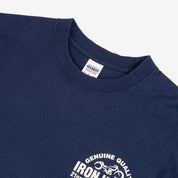 Image showing the IHTL-2302-NAV - 7.5oz Printed Loopwheel Crew Neck Long Sleeved T-Shirt - Navy which is a T-Shirts described by the following info Bargain, Released and sold on the IRON HEART GERMANY online store