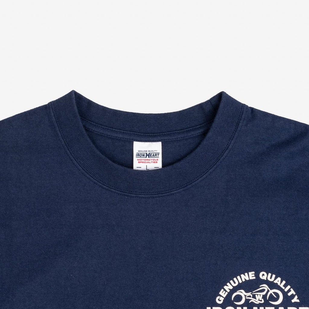 Image showing the IHTL-2302-NAV - 7.5oz Printed Loopwheel Crew Neck Long Sleeved T-Shirt - Navy which is a T-Shirts described by the following info Bargain, Released and sold on the IRON HEART GERMANY online store