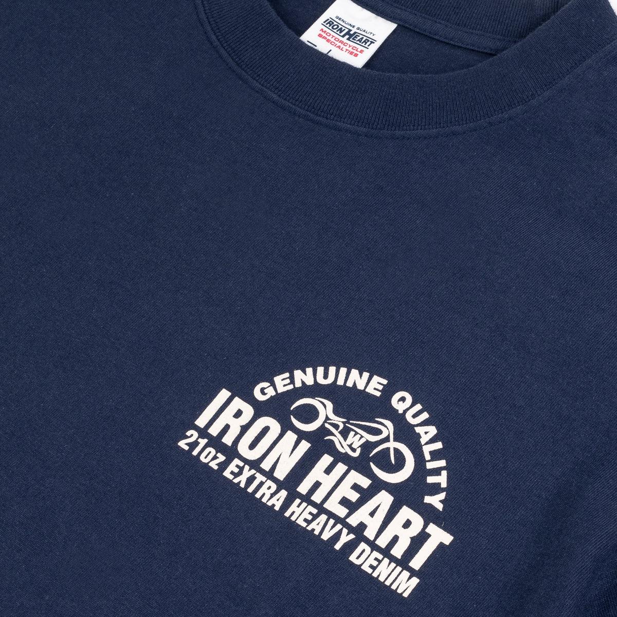 Image showing the IHTL-2302-NAV - 7.5oz Printed Loopwheel Crew Neck Long Sleeved T-Shirt - Navy which is a T-Shirts described by the following info Bargain, Released and sold on the IRON HEART GERMANY online store