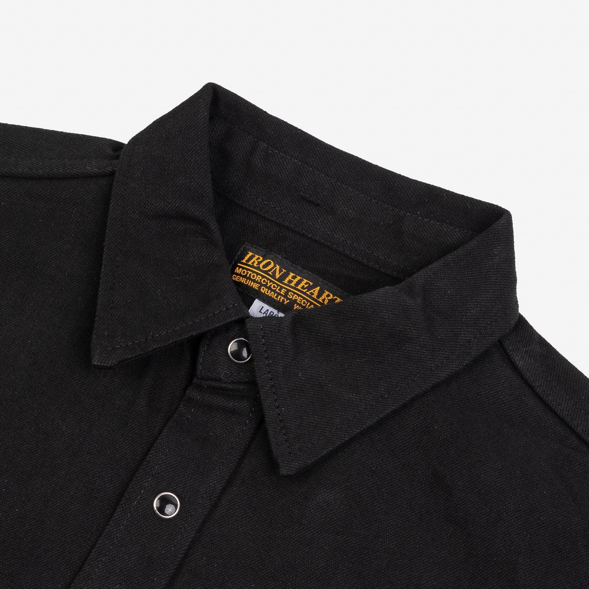 IHSH-338-BLK - 12oz Selvedge Denim Work Shirt With Snaps - Black