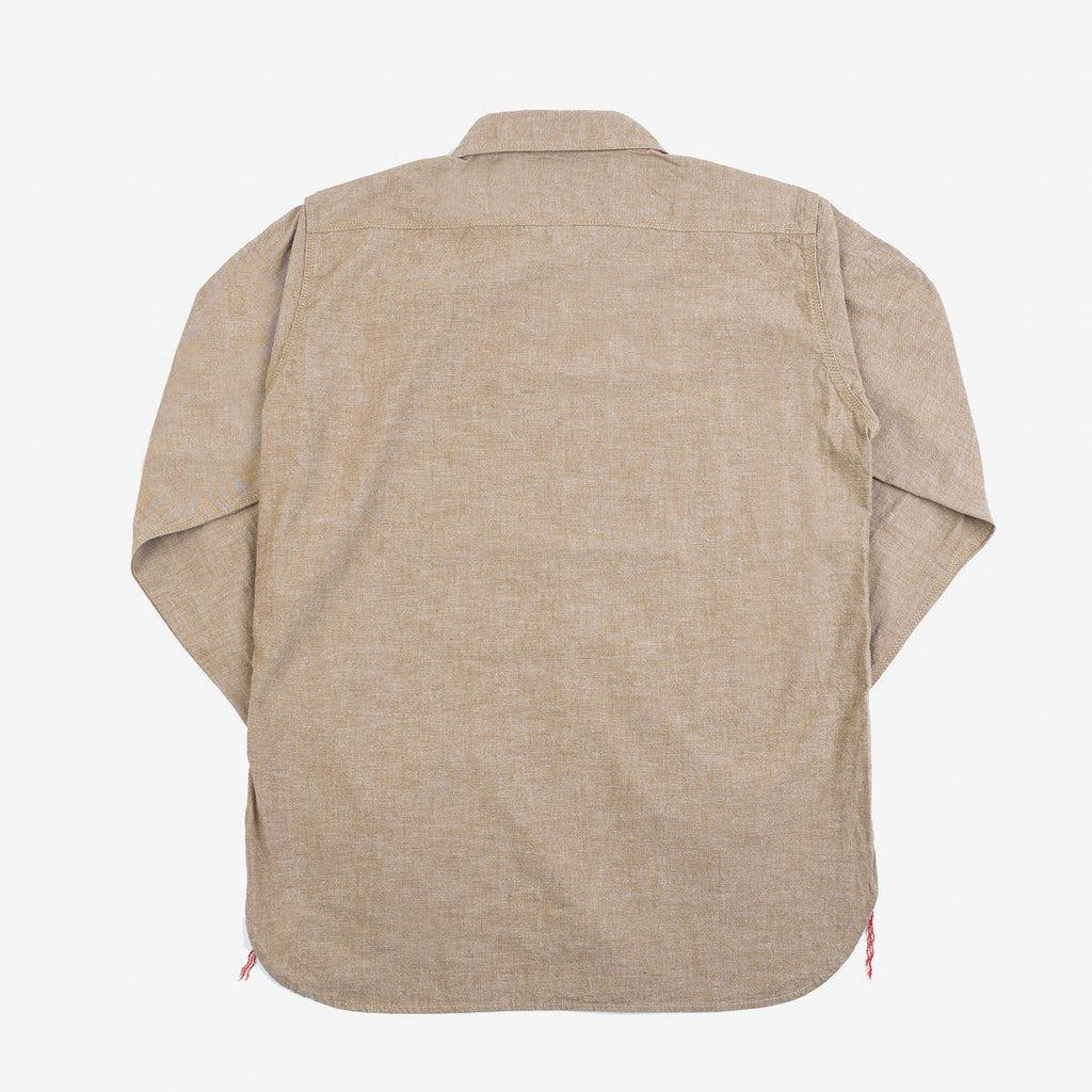 Image showing the IHSH-344-KHA - 10oz Selvedge Chambray Work Shirt Khaki which is a Shirts described by the following info Iron Heart, Released, Shirts, Tops and sold on the IRON HEART GERMANY online store