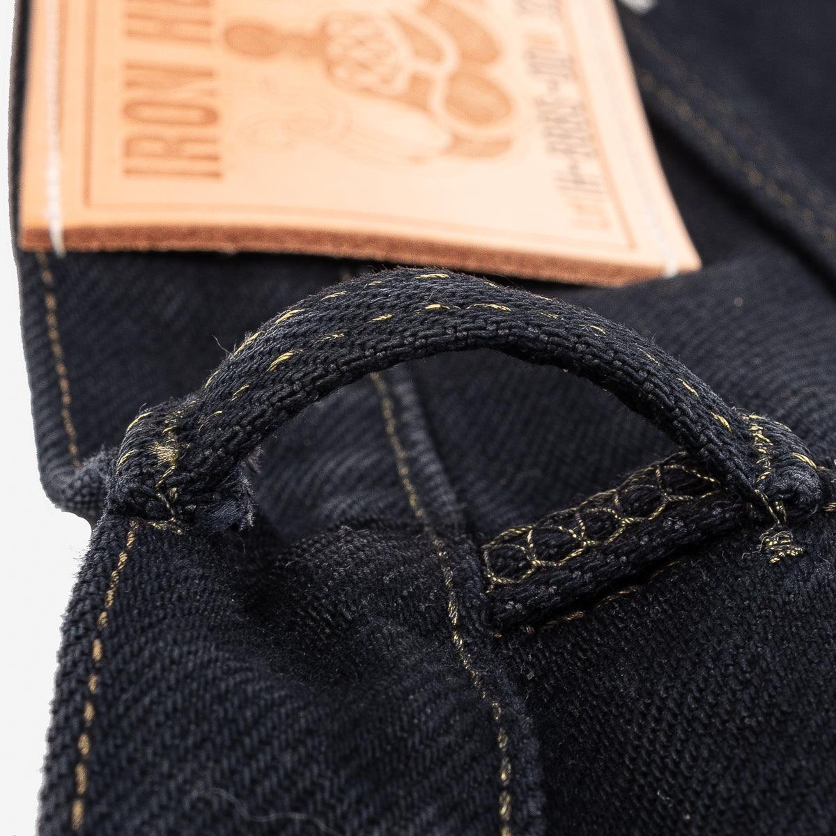 Image showing the IH-888S-OD - 21 oz Selvedge Denim Tapered Jeans Black Overdyed which is a Jeans described by the following info 888, Bottoms, Iron Heart, Jeans, New, Released, Tappered and sold on the IRON HEART GERMANY online store