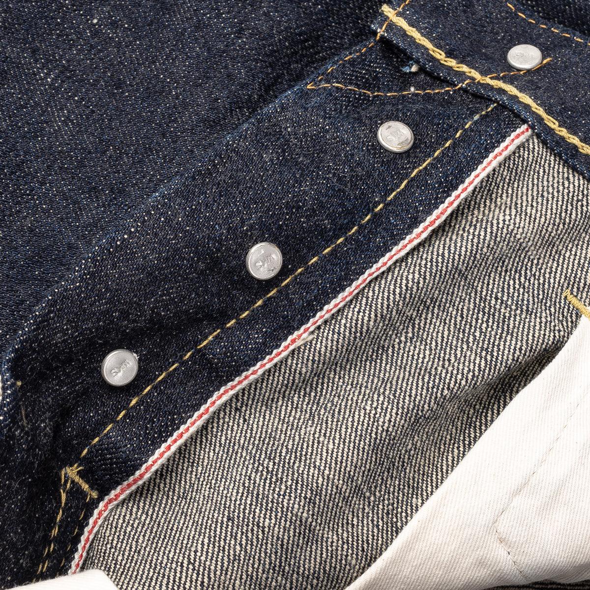 Image showing the IH-555S-18 - 18oz Vintage Selvedge Denim Slim Cut Jeans Indigo which is a Jeans described by the following info 555, Bottoms, Iron Heart, Released, Slim and sold on the IRON HEART GERMANY online store