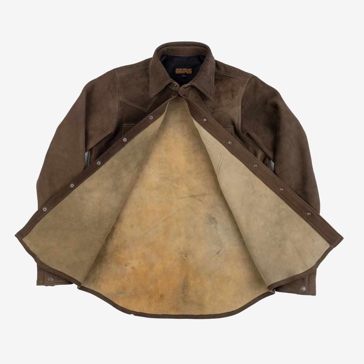 Image showing the IHSB-BIGBUCK-OLV - Deerskin Western Shirt 'The Big Buck' - Olive which is a Shirts described by the following info Iron Heart, Released, Shirts, Tops and sold on the IRON HEART GERMANY online store