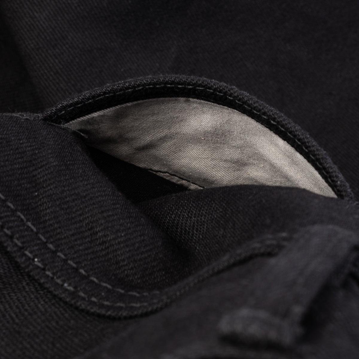 Image showing the IH-666S-SBG - 21oz Selvedge Denim Superblack (Fades To Grey) which is a Jeans described by the following info 666, Bottoms, Iron Heart, Jeans, Released, Slim, Straight and sold on the IRON HEART GERMANY online store