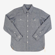Image showing the IHSH-308-IND - 12oz Herringbone Work Shirt Indigo which is a Shirts described by the following info IHSALE, Iron Heart, Released, Shirts, Tops and sold on the IRON HEART GERMANY online store