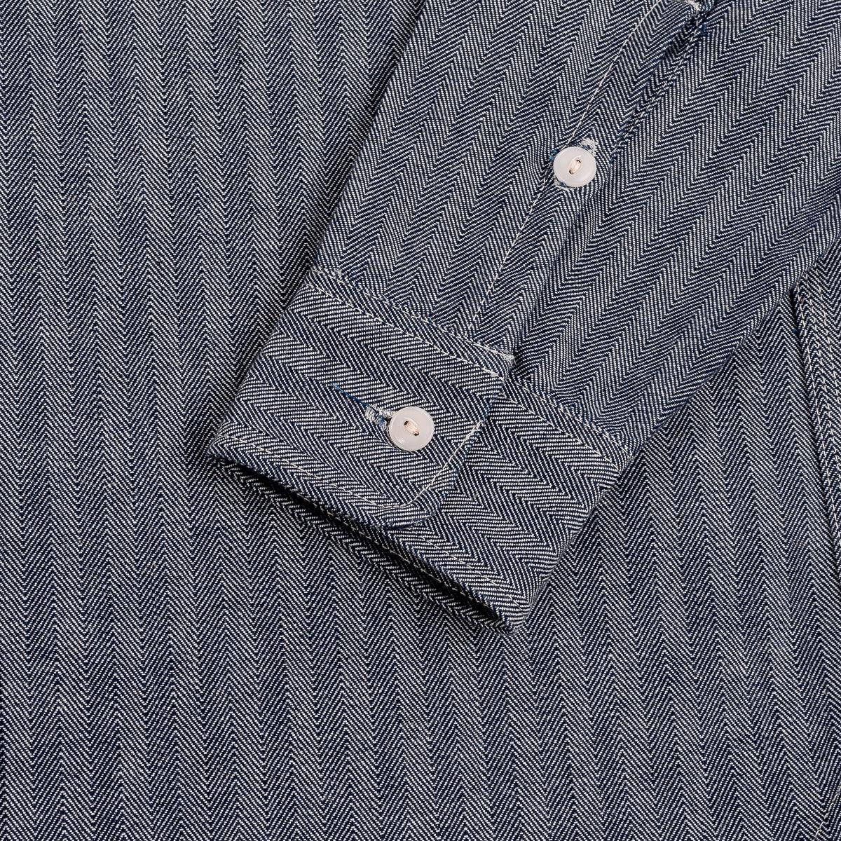 Image showing the IHSH-308-IND - 12oz Herringbone Work Shirt Indigo which is a Shirts described by the following info IHSALE, Iron Heart, Released, Shirts, Tops and sold on the IRON HEART GERMANY online store