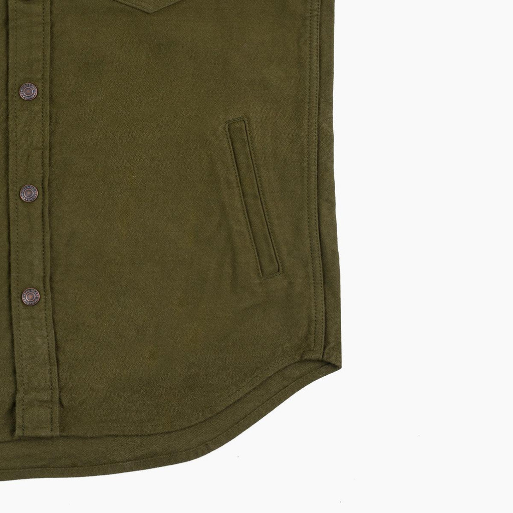 Image showing the IHSH-331-ODG - 12oz Moleskin CPO Shirt - Olive Drab Green which is a Shirts described by the following info Bargain, Released and sold on the IRON HEART GERMANY online store